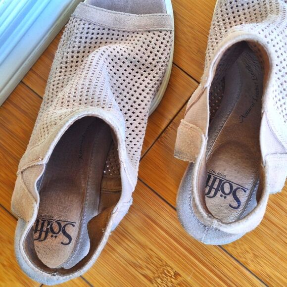 Sofft Suede Peep-Toe Comfort Sneaker Wedges Basima Dusty Pink Perforated Cushy 9 - Picture 3 of 15